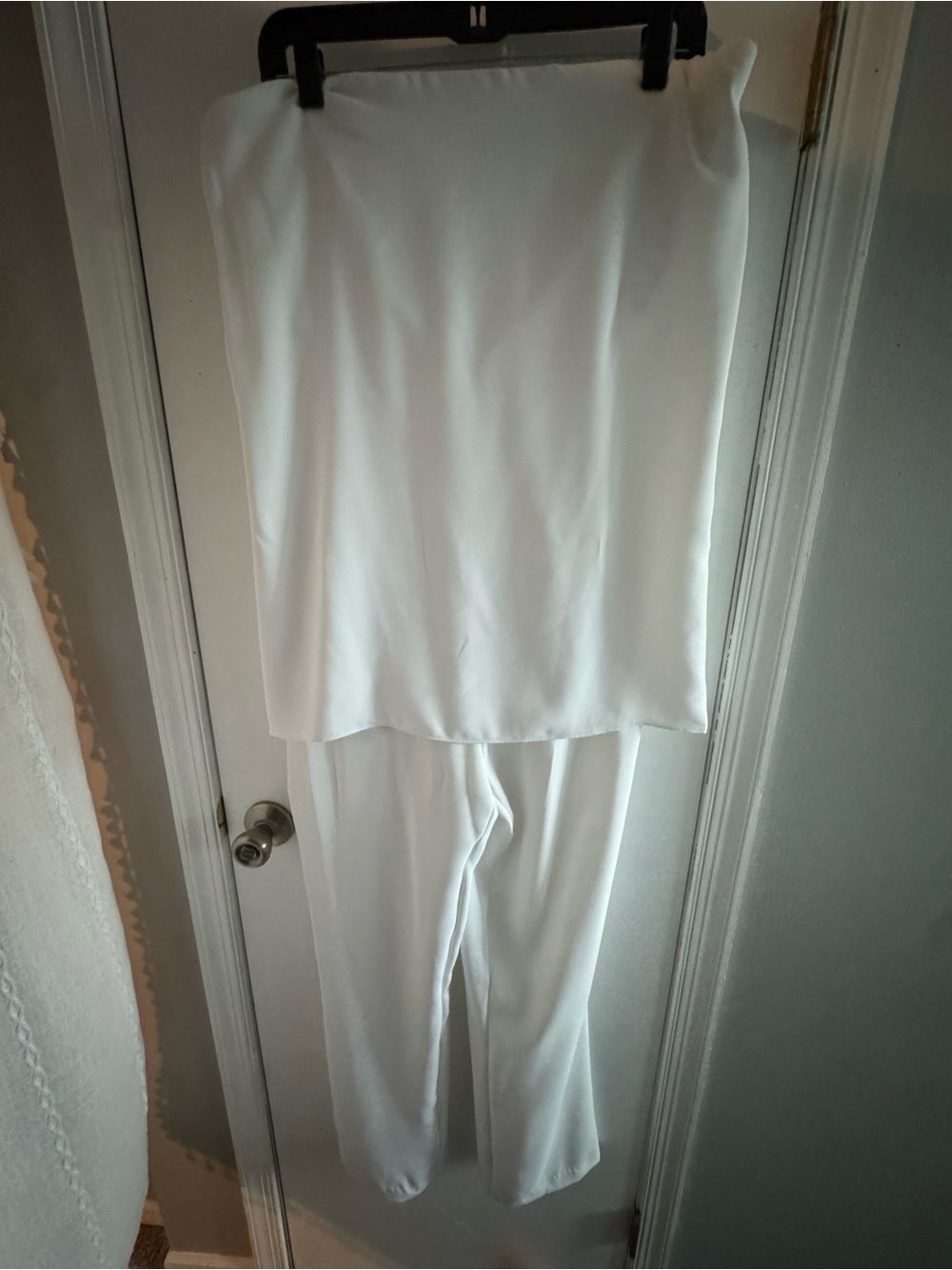 White House Black Market White Strapless Jumpsuit